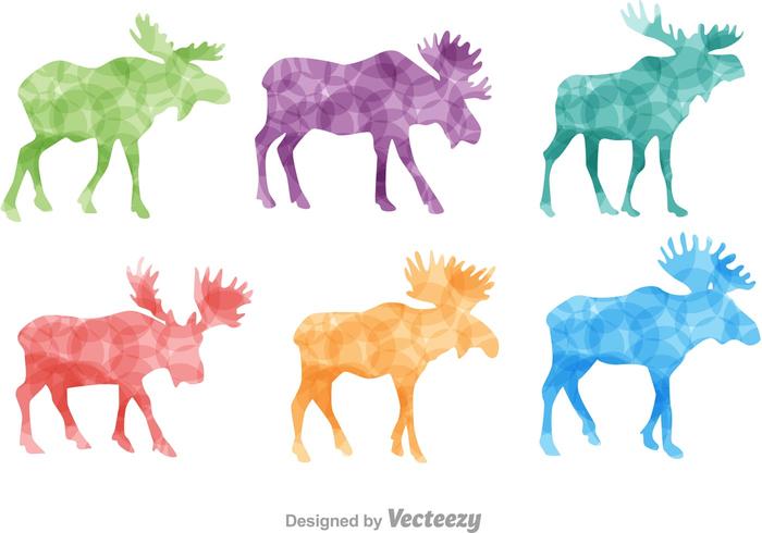 Colorful Moose Silhouette Vectors 