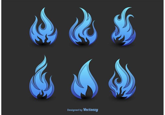 Siluetas azules abstractas del fuego vector