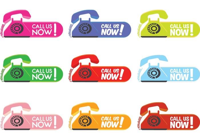 Call Us Now Labels vector