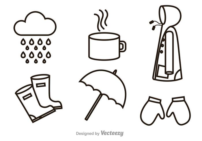 Rainy Outline Icons vector