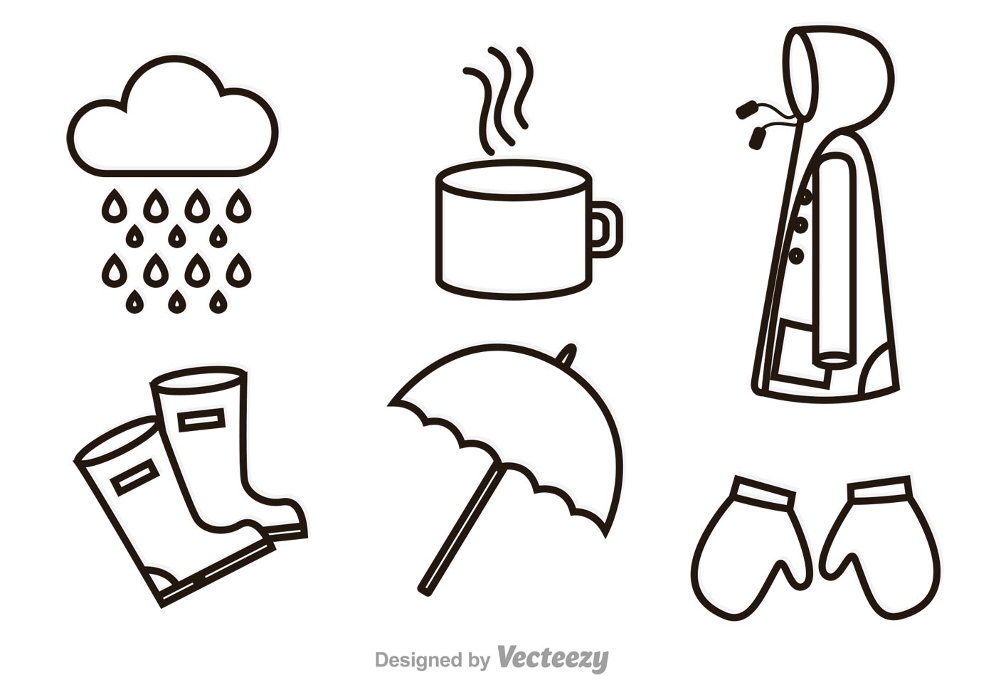 Rainy Outline Icons 92643 Vector Art at Vecteezy