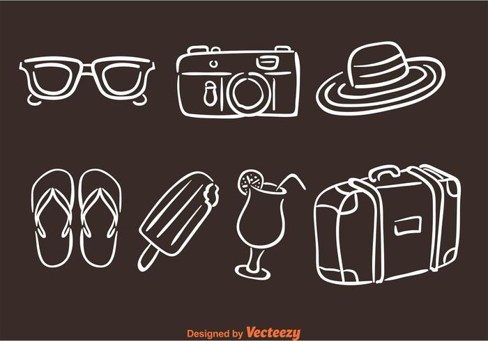 Iconos dibujados a mano de las vacaciones de verano vector