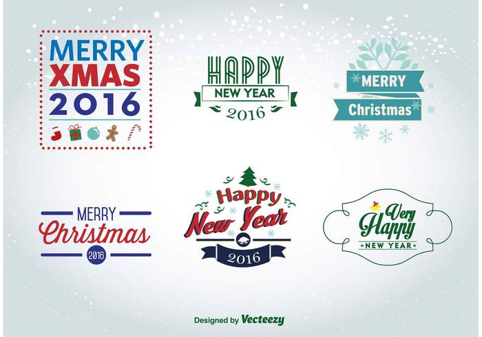 Christmas and New Year 2016 labels vector