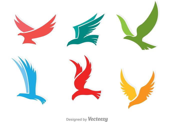 Logotipo colorido del halcón del vuelo vector