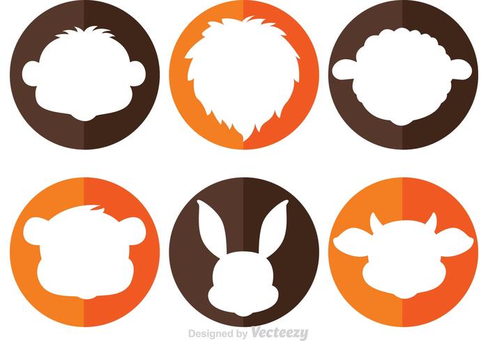 Animal Head Circle Icons vector