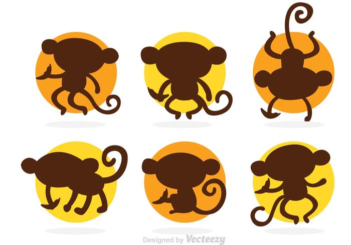 Monkey With Banana Silhouette vector