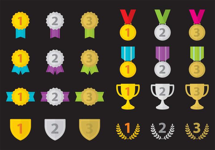 First Place Trophy Vector Icons