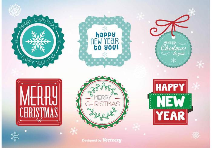 Merry christmas labels and stamps vector