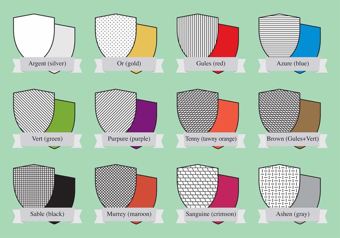 Heraldic Color Shields vector