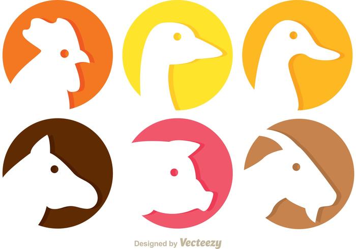 Icones de vector de cabeza animal