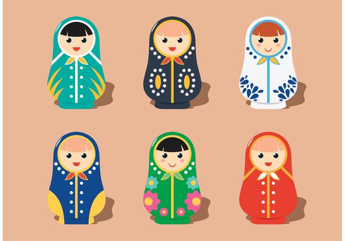 Matryoshka Plano Vectores De Muñecas De Rusia