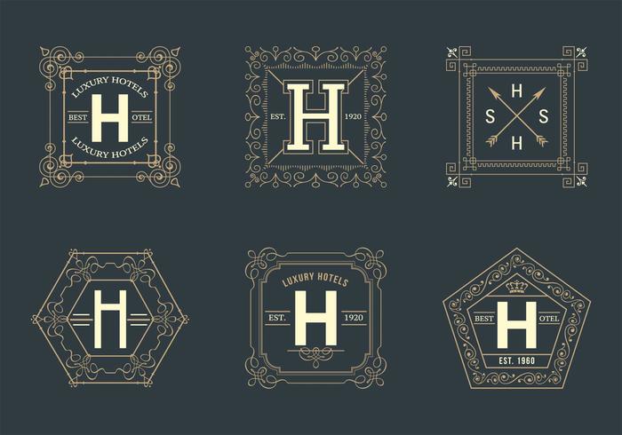 Gratis Retro Square Hotel Logotipos Vector