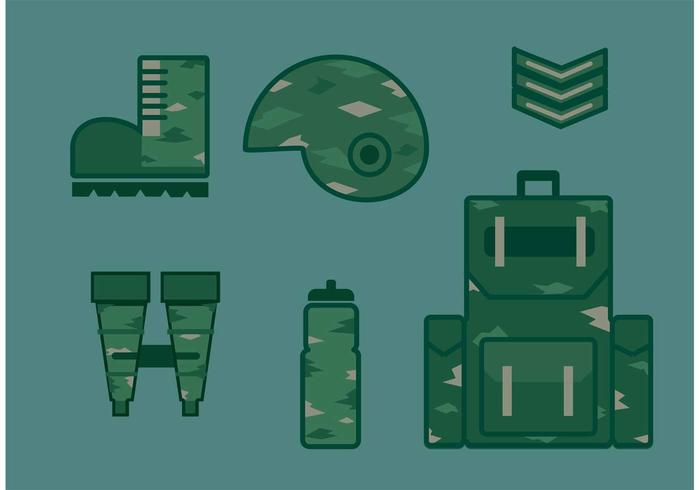 Militar, vector, icono, Conjunto vector