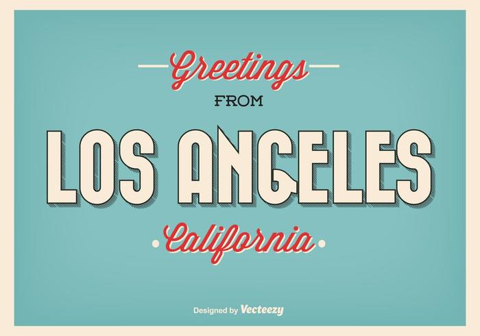 Ilustración retro de felicitación de Los Ángeles vector