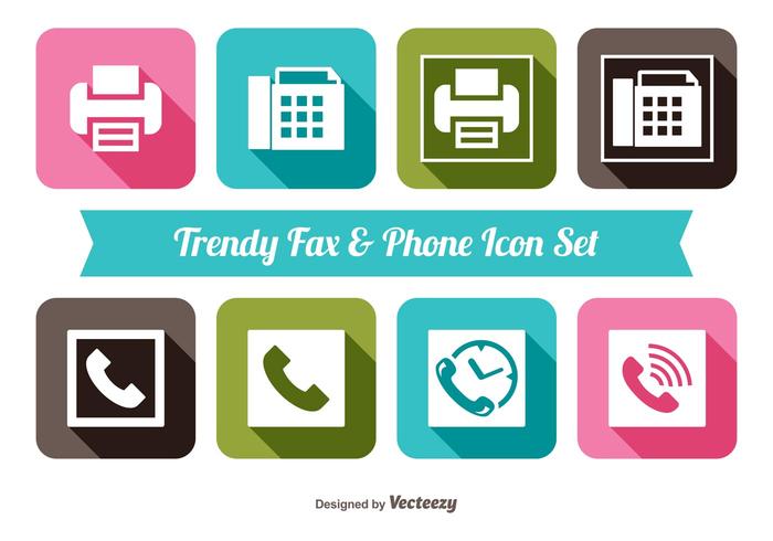 Fax and Phone Icon Set vector