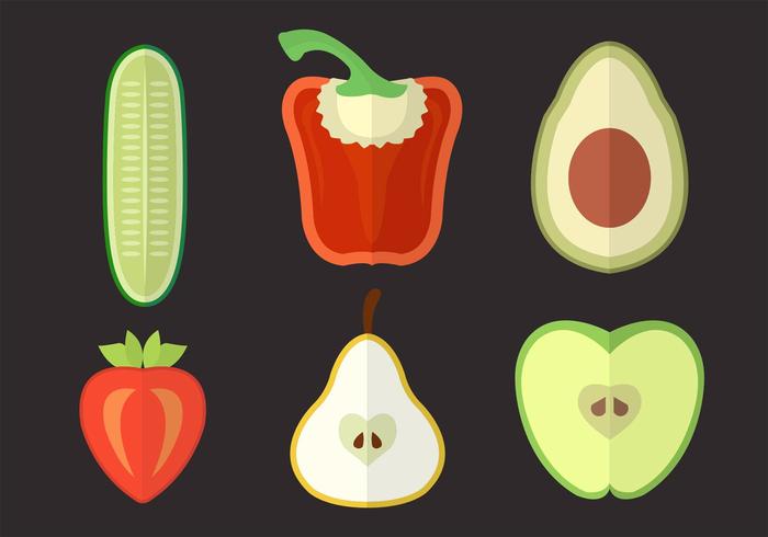 Set of Several Vegtables and Fruits in Vector