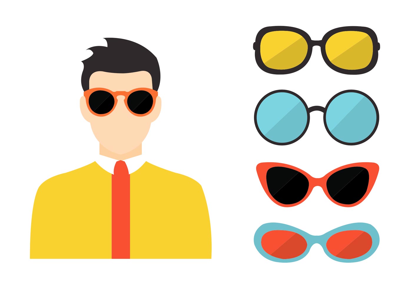 Conjunto gafas de sol los años 80 92915 Vector en Vecteezy