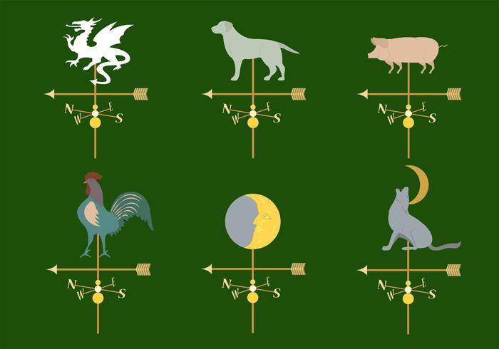Set of Different Weather Vanes in Vector Set of Different Weather Vanes in Vector