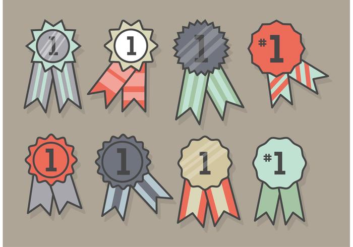 First Place Ribbon Icon Set vector