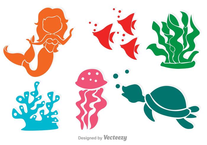 Download Colorful Mermaid And Sealife Silhouettes 92957 - Download ...