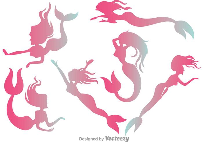 Mermaids Gradation Silhouette vector