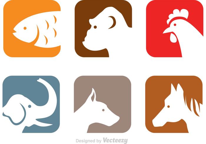 Iconos de cabeza de animales vector