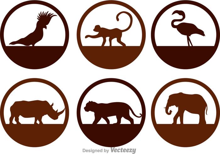 Animales Silvestres Iconos Silueta vector