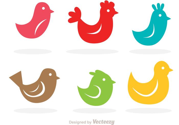 Colorful Fowl Vector Icons
