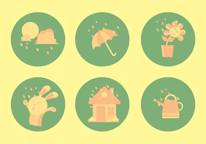 Spring Shower Icon Set vector