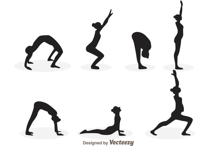 Vectores de la silueta de la muchacha del yoga