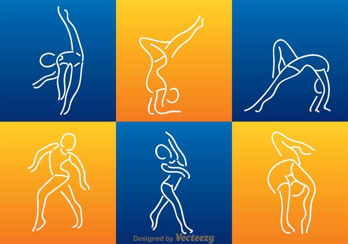 White Line Gymnastics Silhouette vector