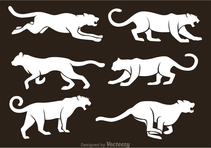 White Tiger Silhouette Vectors