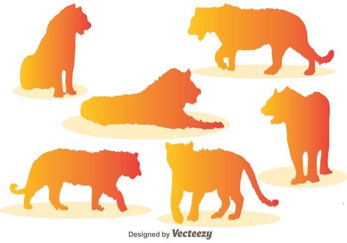 Iconos del vector de la silueta del tigre