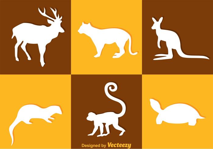 Animlas silueta iconos vectoriales vector