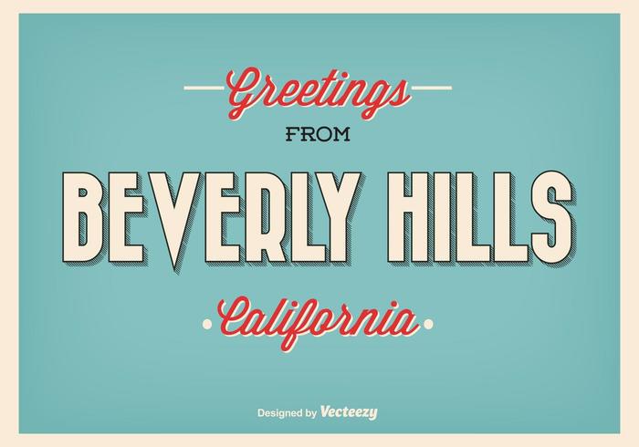 Retro Style Beverly Hills Greeting Illustration vector