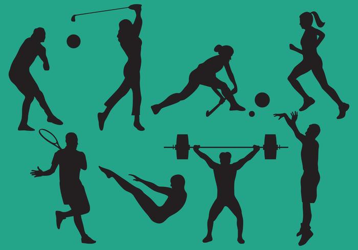 Woman And Man Sports Silhouettes Woman And Man Sports Silhouettes