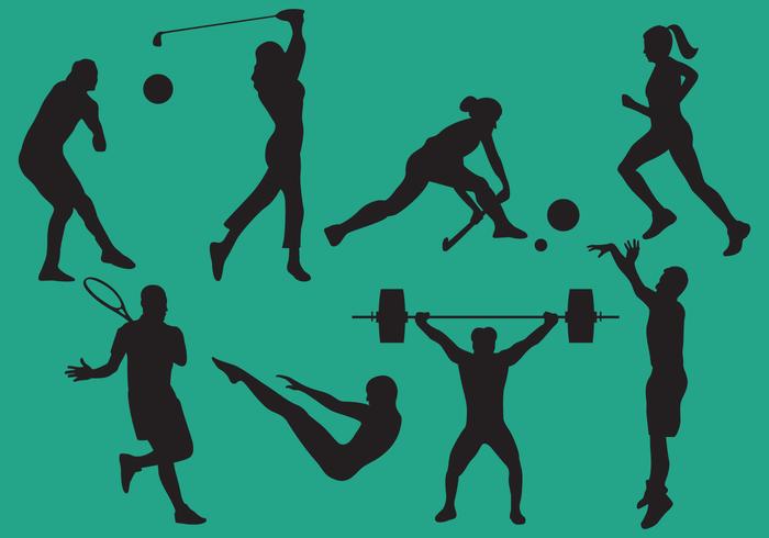 Woman And Man Sports Silhouettes vector