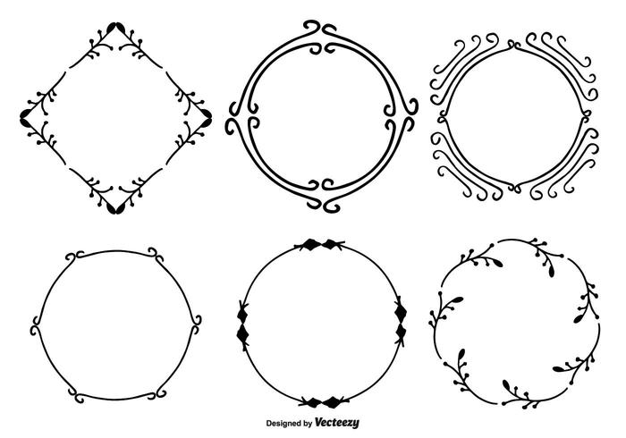 Conjunto de marco decorativo dibujado a mano vector