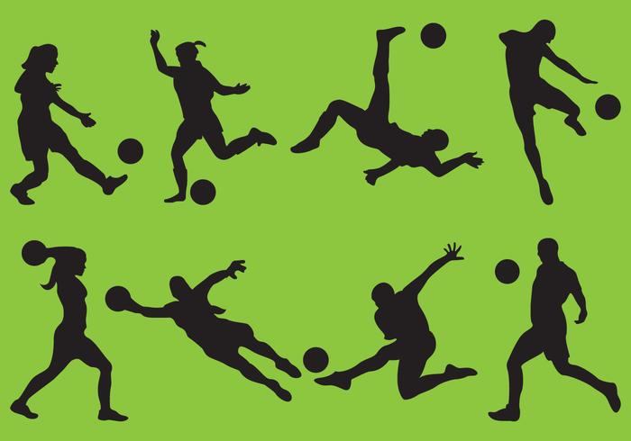 Woman And Man Soccer Silhouettes vector