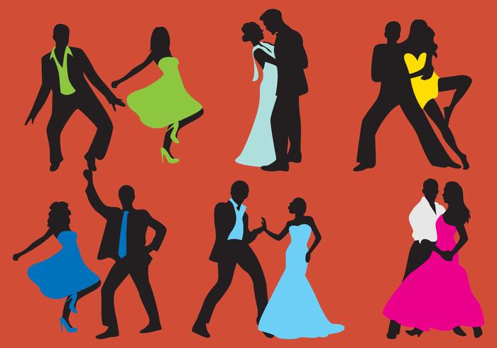 Siluetas del bailarín de la mujer y del hombre vector