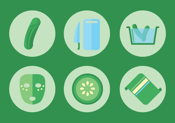 Cucumber Facial Vector Icon Set