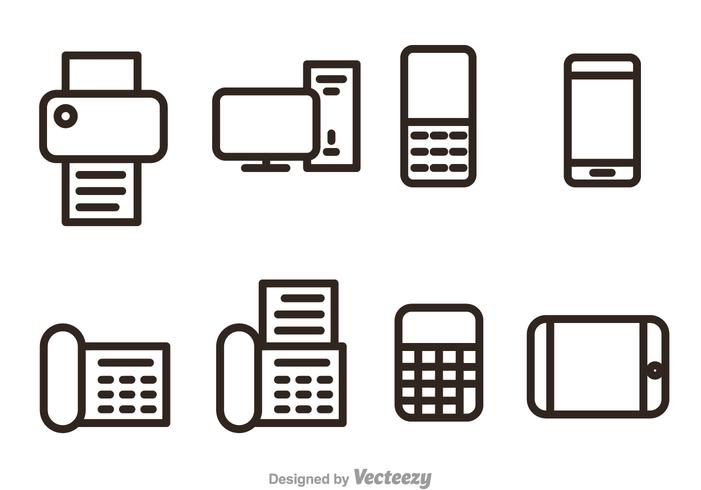 Oficina y Bussiness Contorno Vector Iconos