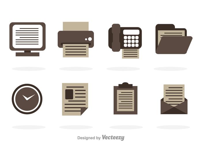 Grayscale iconos de vector de oficina