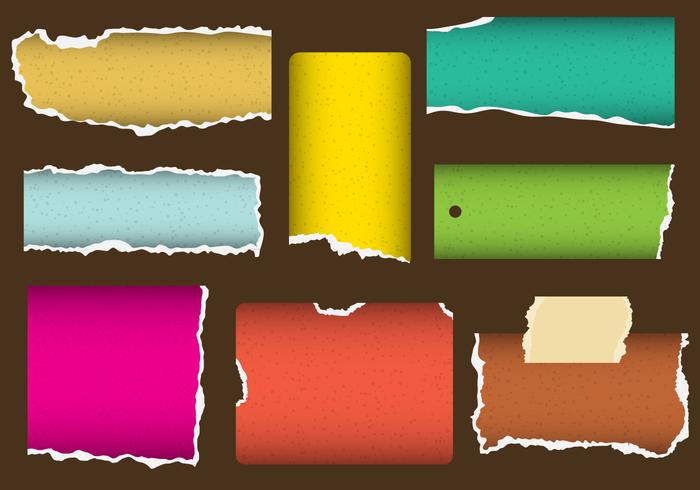 Pequeños vectores de papel rasgado