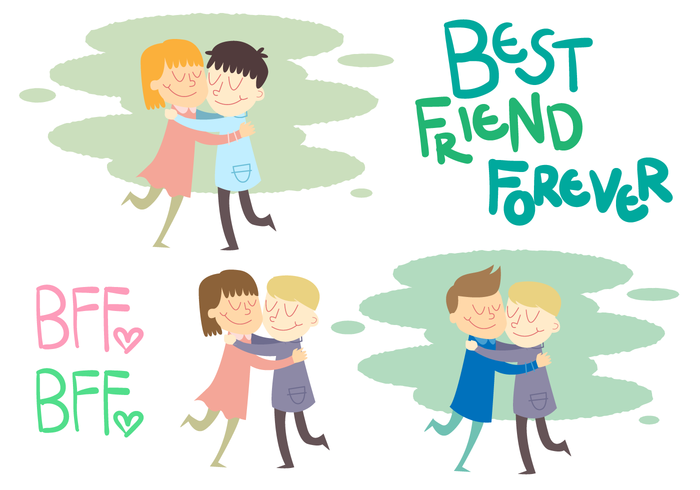 Friends Hugging Vector Set