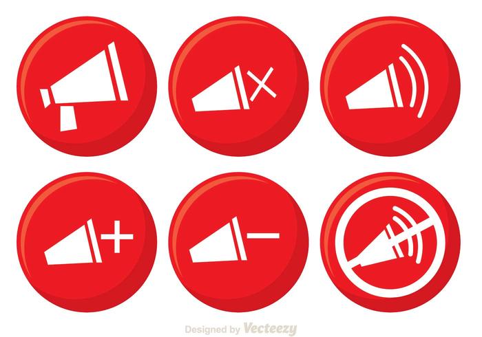 Red Speaker Button Vectors