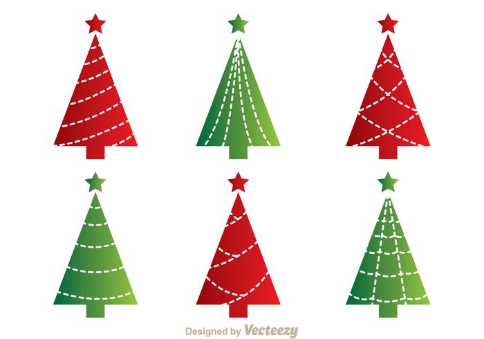 Red And Green Cristmas Tree Vectors Red And Green Cristmas Tree Vectors