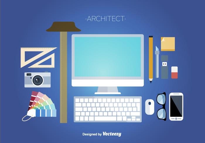 Architecture Tools Flat Icons vector