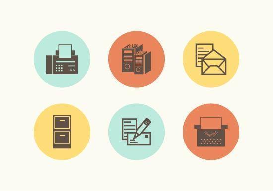 Free Retro Office Supplies Vector Icons