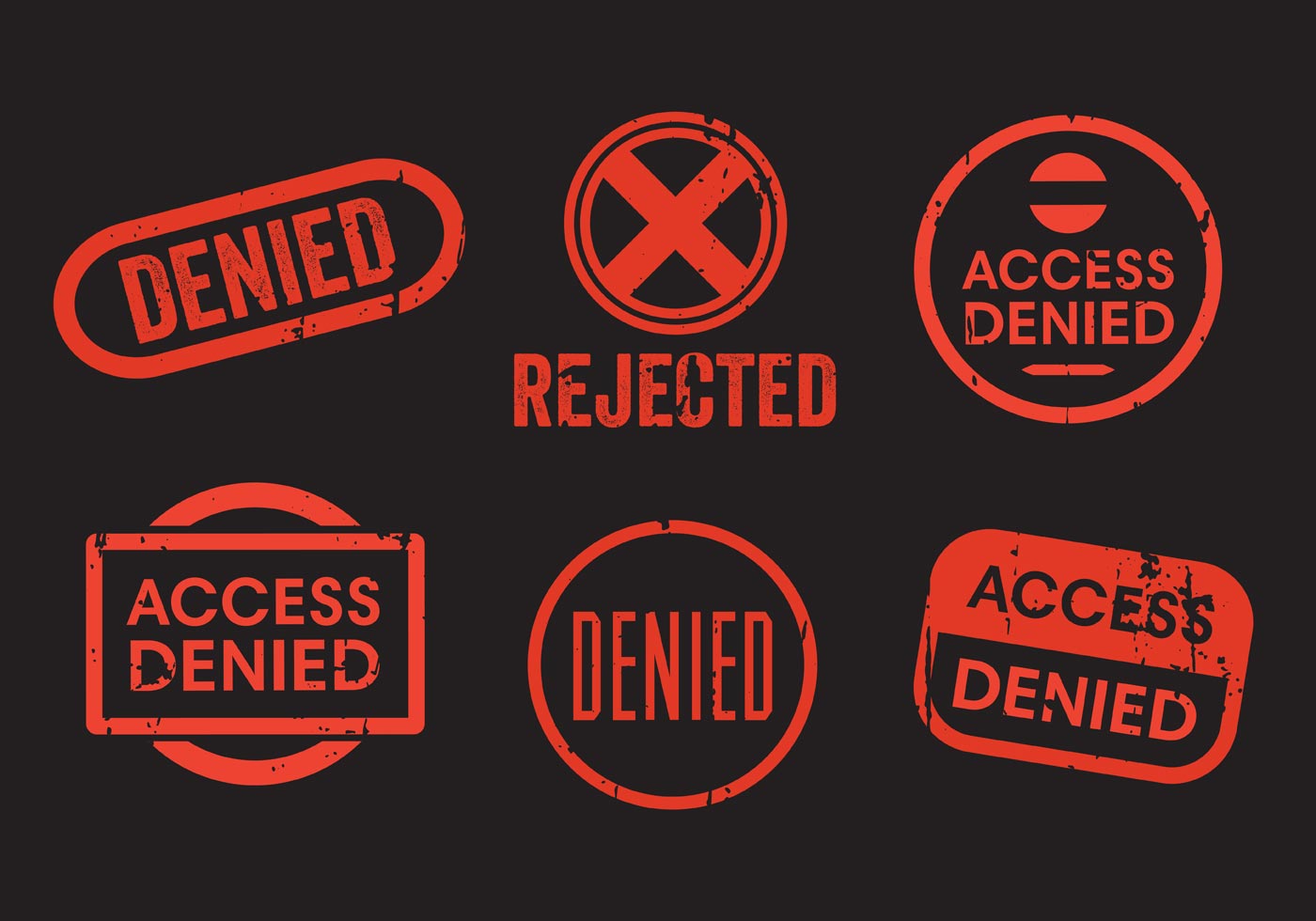 Denied Stamp Vector Set 93452 Vector Art at Vecteezy